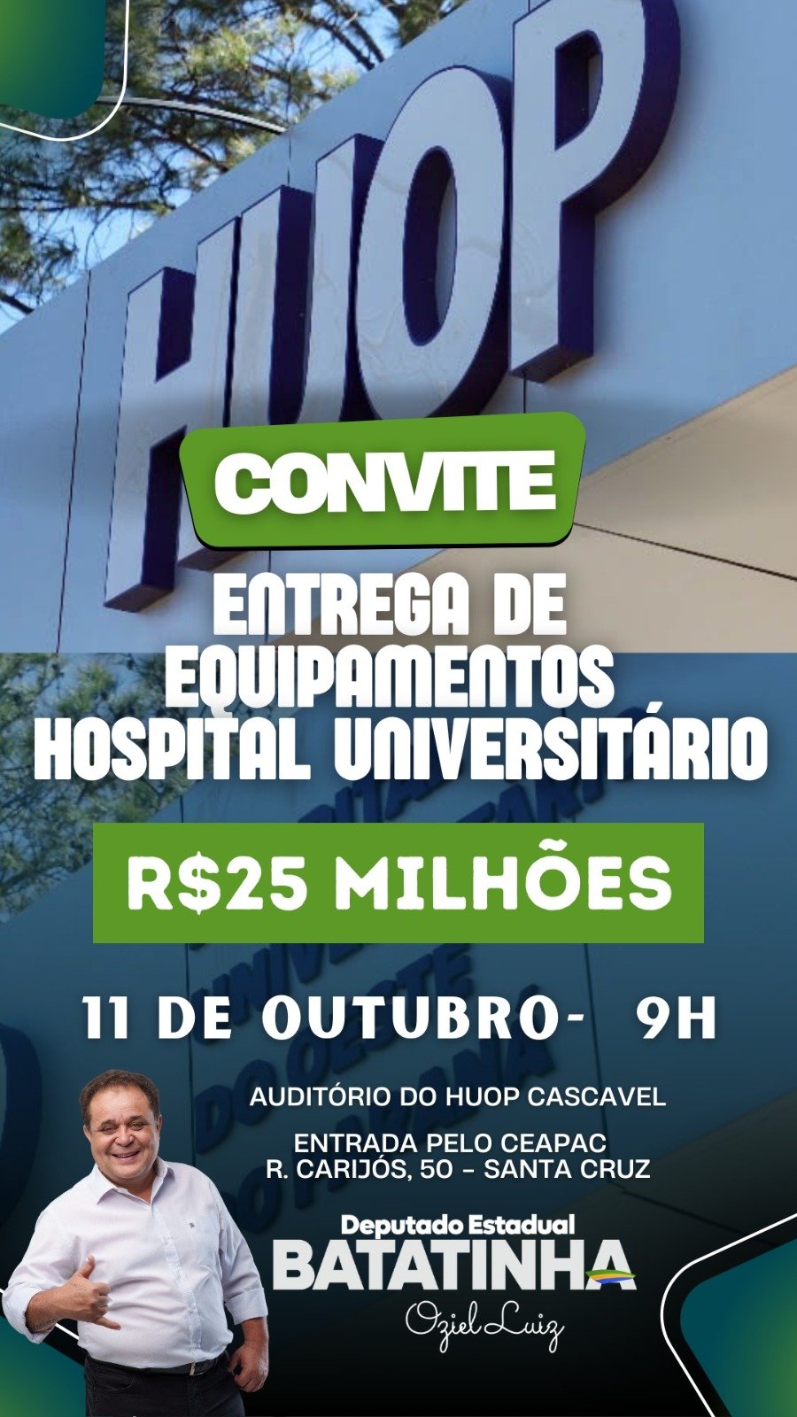 R$ 25 milhões em novos equipamentos hospitalares